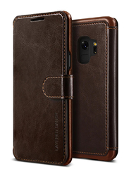 Vrs Design Samsung Galaxy S9 Layered Dandy Wallet Mobile Phone Flip Case Cover, Dark Brown