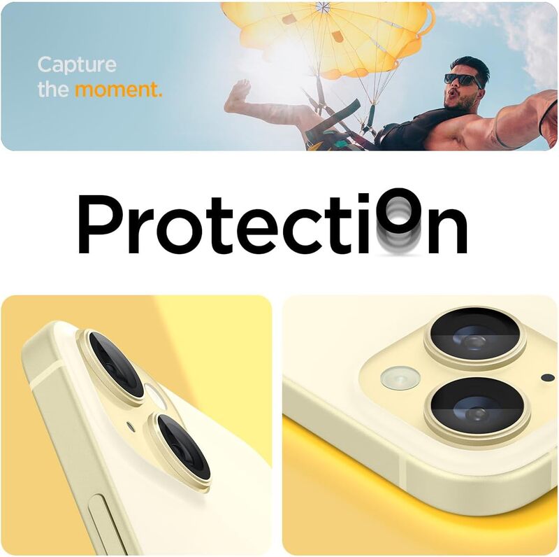 Spigen Glastr Ez Fit Optik PRO Camera Lens Screen Protector (2 Pack) for iPhone 15 Plus and iPhone 15 / iPhone 14 Plus/iPhone 14 - Yellow