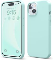 Elago Liquid Silicone for iPhone 15 Case Cover Full Body Protection, Shockproof, Slim, Anti-Scratch Soft Microfiber Lining - Aqua Sky