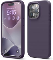 Elago Liquid Silicone for iPhone 15 PRO Case Cover Full Body Protection, Shockproof, Slim, Anti-Scratch Soft Microfiber Lining - Deep Purple