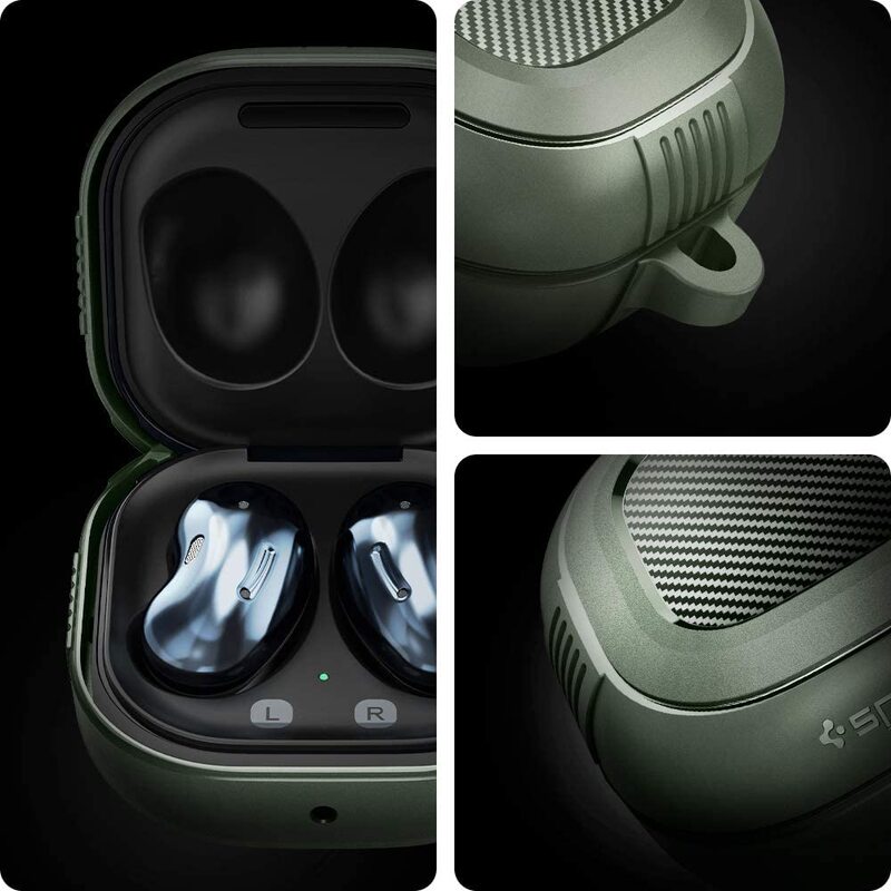 Spigen Samsung Galaxy Buds Pro and Galaxy Buds Live TPU Case Cover Rugged Armor, Military Green