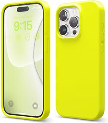 Elago Liquid Silicone for iPhone 15 Pro MAX Case Cover Full Body Protection, Shockproof, Slim, Anti-Scratch Soft Microfiber Lining - Neon Yellow