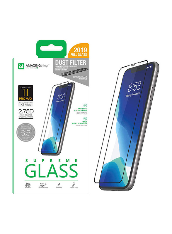 Amazing Apple Thing iPhone 11 Pro Max/XS Max Supreme Glass Fully Covered 2.75D Tempered Screen Protector,with BuiltIn Dust Filter and Anti Static Glue,with Easy Quick installer Align Tray,Clear