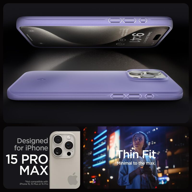 Spigen Thin Fit for iPhone 15 Pro Max case cover - Iris Purple