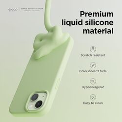 Elago Liquid Silicone for iPhone 15 Plus Case Cover Full Body Protection, Shockproof, Slim, Anti-Scratch Soft Microfiber Lining - Pastel Green