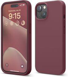 Elago Liquid Silicone for iPhone 15 Case Cover Full Body Protection, Shockproof, Slim, Anti-Scratch Soft Microfiber Lining - Burgundy