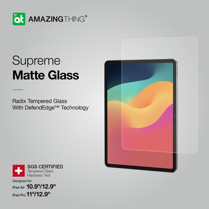 Amazing Thing Radix for iPad Pro 11 inch M4 (2024) Screen Protector Tempered Glass with Defend Edge technology - MATTE