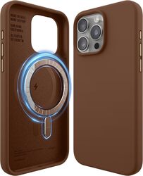 Elago Magnetic Liquid Silicone for iPhone 15 Pro MAX Case Cover Compatible with MagSafe Shockproof - Brown