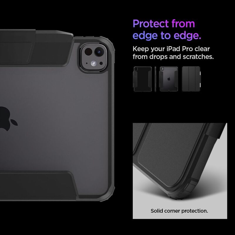 Spigen Ultra Hybrid Pro designed for iPad Pro 11 inch case cover (2024) M4 with Clear Transparent Back and Pencil Holder - Black