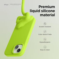 Elago Liquid Silicone for iPhone 15 Case Cover Full Body Protection, Shockproof, Slim, Anti-Scratch Soft Microfiber Lining - Lime Green