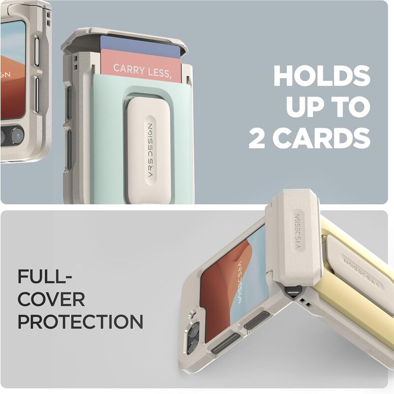 VRS Design D-Wallet Orb for Samsung Galaxy Z Flip 6 case cover wallet (2 Card Holder Slot) Built-in (Kickstand) and (Hinge Protection) - Lemonade