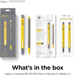 elago x MONAMI Pencil Case Compatible with Apple Pencil 2nd Generation Cover Sleeve, Classic Design, Compatible with Magnetic Charging and Double Tap - Yellow Monami 153 Ballpoint Pen Mix 1PC included
