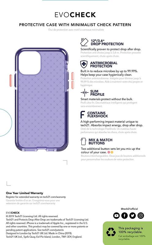 Tech21 Apple iPhone 11 Pro Max case cover Evo Check, Indigo