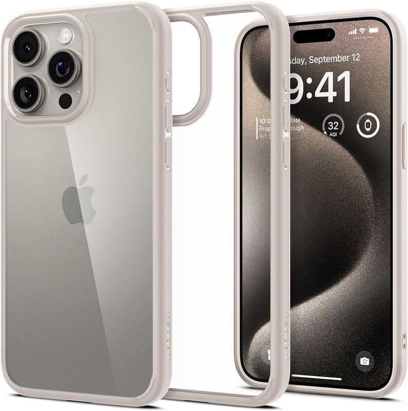 Spigen Ultra Hybrid for iPhone 15 Pro case cover - Natural Titanium