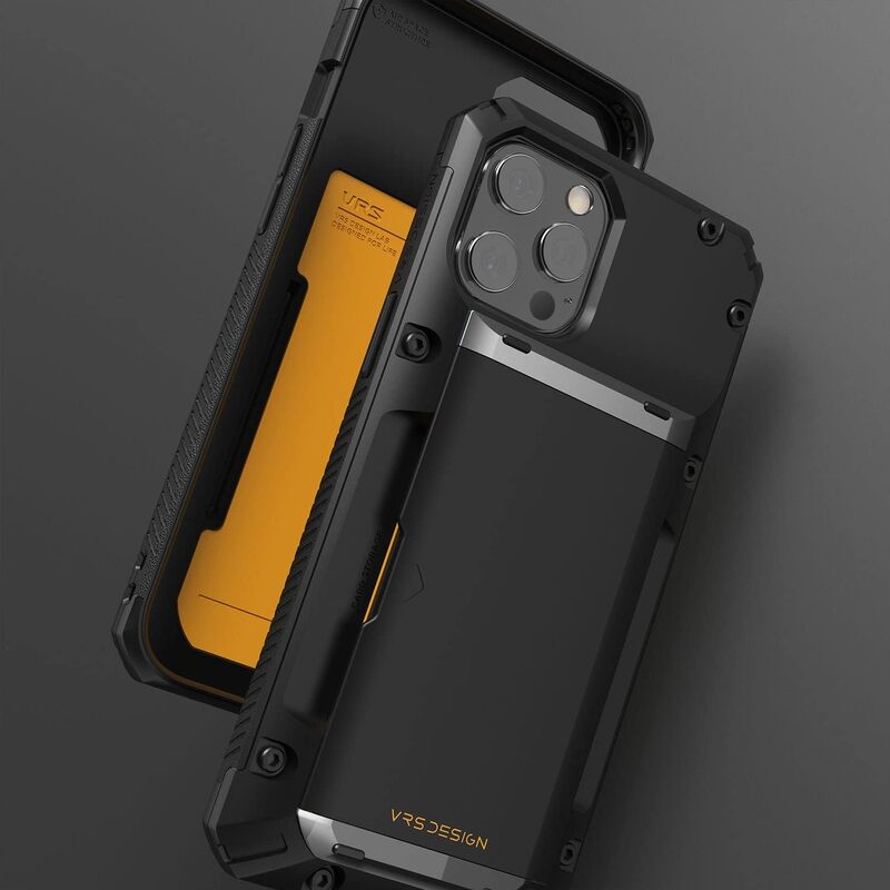 VRS Design Damda Glide PRO iPhone 12 Pro MAX case cover wallet (Semi Automatic) slider Credit card holder Slot (3-4 cards) - Black