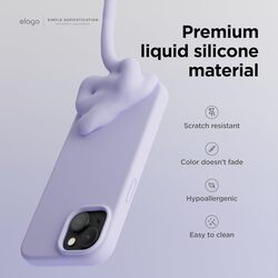 Elago Liquid Silicone for iPhone 15 Case Cover Full Body Protection, Shockproof, Slim, Anti-Scratch Soft Microfiber Lining - Purple