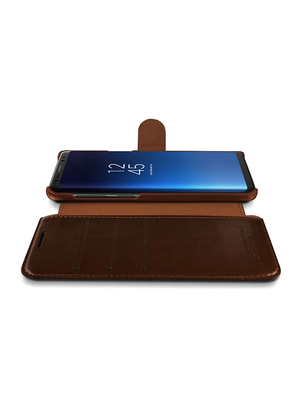 Vrs Design Samsung Galaxy S9 Layered Dandy Wallet Mobile Phone Flip Case Cover, Dark Brown