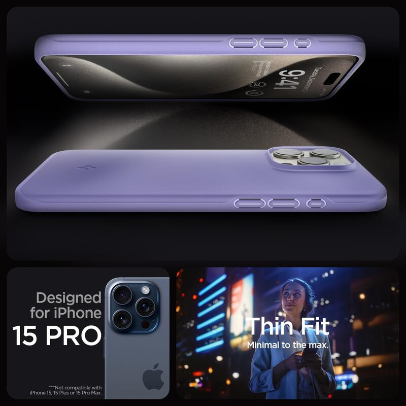 Spigen iPhone 15 Pro case cover Thin Fit - Iris Purple