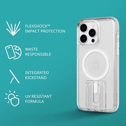 Tech21 Evo Crystal Kick for iPhone 15 Pro Max Case Cover MagSafe compatible (16 Feet Drop Protection) Built-in Kickstand - White