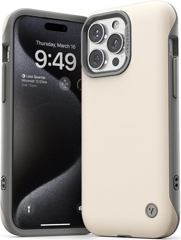 VRS Design Terra Guard Modern for iPhone 15 Pro MAX Case Cover (MagSafe compatible) - Cream