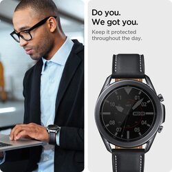 Spigen Samsung Galaxy Watch 3 (45mm) Tempered Glass Screen Protector EZ Fit [2-Pack] with Auto Align technology tray
