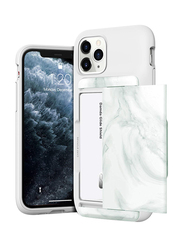 Vrs Design Apple iPhone 11 Pro Damda Glide Shield Semi Automatic Card Wallet Mobile Phone Case Cover, White Marble