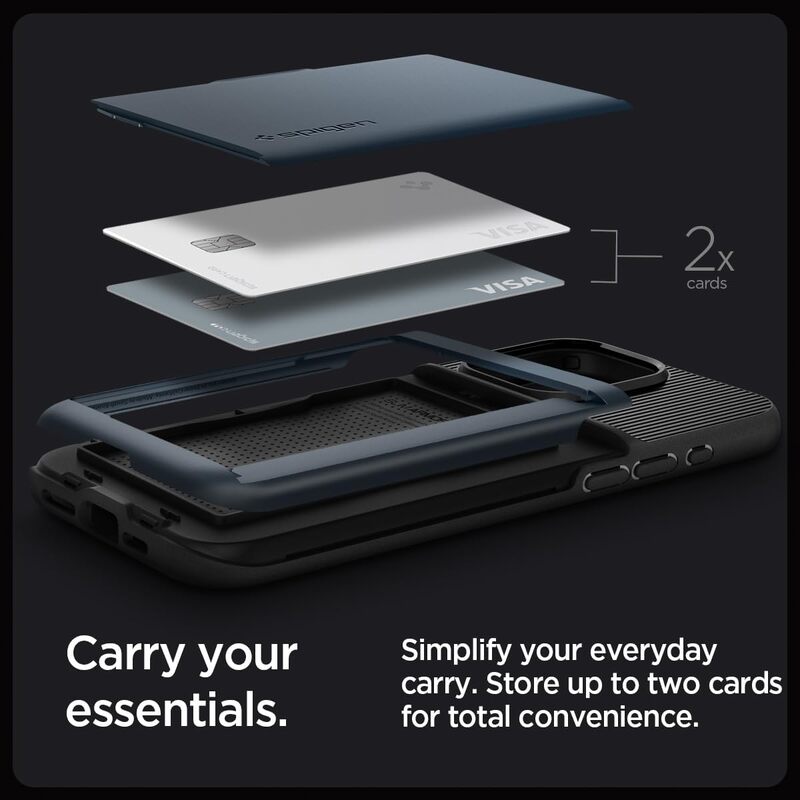 Spigen Slim Armor CS for iPhone 15 Pro case cover with Card holder slot - Metal Slate