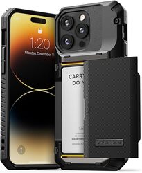 VRS Design Damda Glide Pro iPhone 14 Pro MAX case cover wallet (Semi Automatic) slider Credit card holder Slot (3-4 cards) - Black Groove