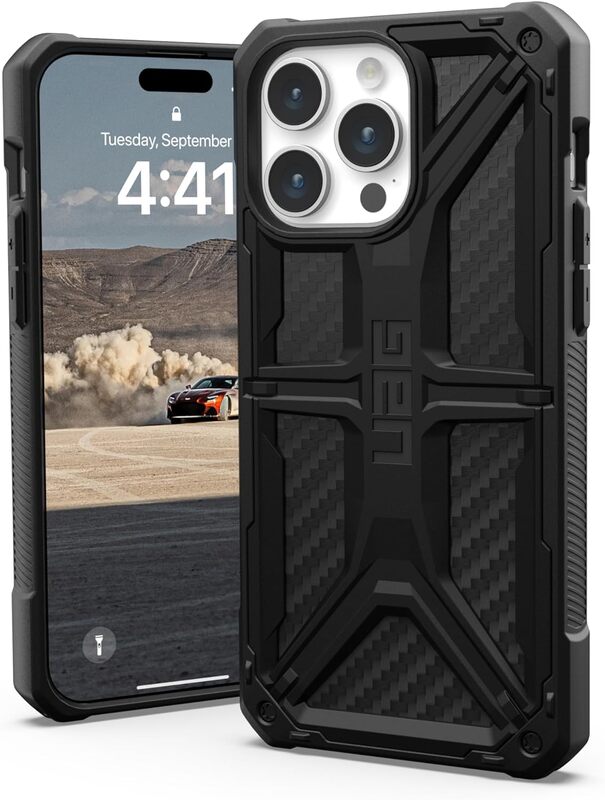 Urban Armor Gear UAG Monarch for iPhone 15 Pro Max case cover (20 Feet Drop Tested) - Carbon Fiber
