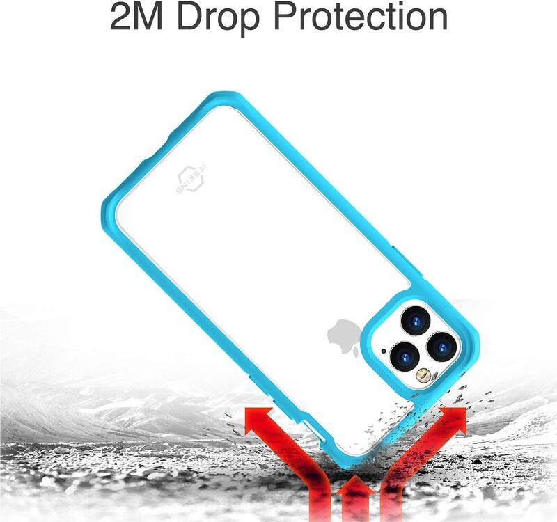 ITskins Apple iPhone 11 Pro Hybrid Dual Layer Mobile Phone Case Cover, with Hexotek 2.0 Drop Protection, Blue and Transparent