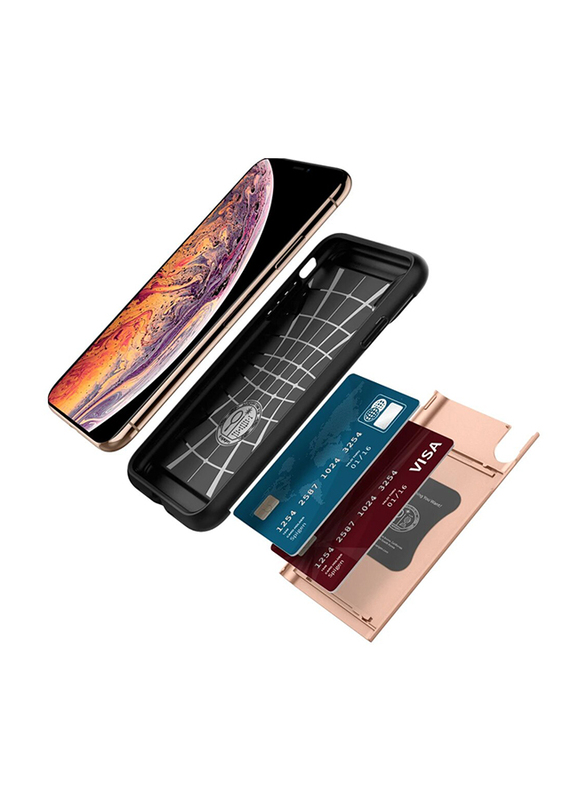 Spigen Apple iPhone XS Max Slim Armor CS Card Slot Wallet Mobile Phone Case Cover, Blush Gold