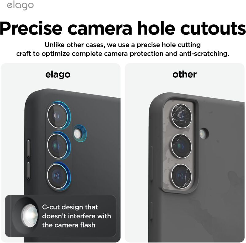 elago Samsung Galaxy S24 case cover Liquid Silicone Full Body Screen Camera Protective, Shockproof, Slim, Anti-Scratch Soft Microfiber Lining - Black