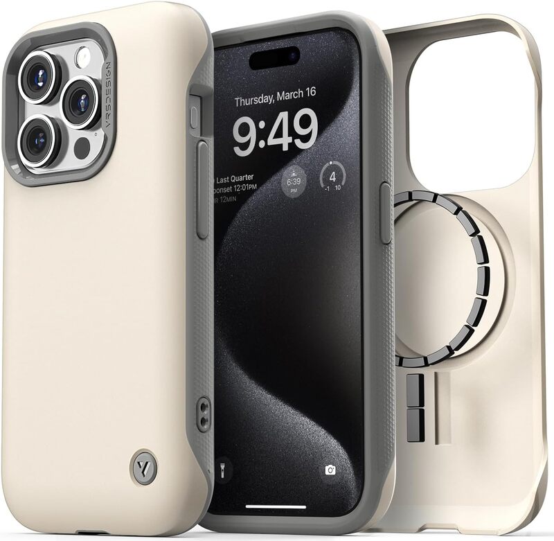 VRS Design Terra Guard Modern for iPhone 15 Pro Case Cover (MagSafe compatible) - Cream