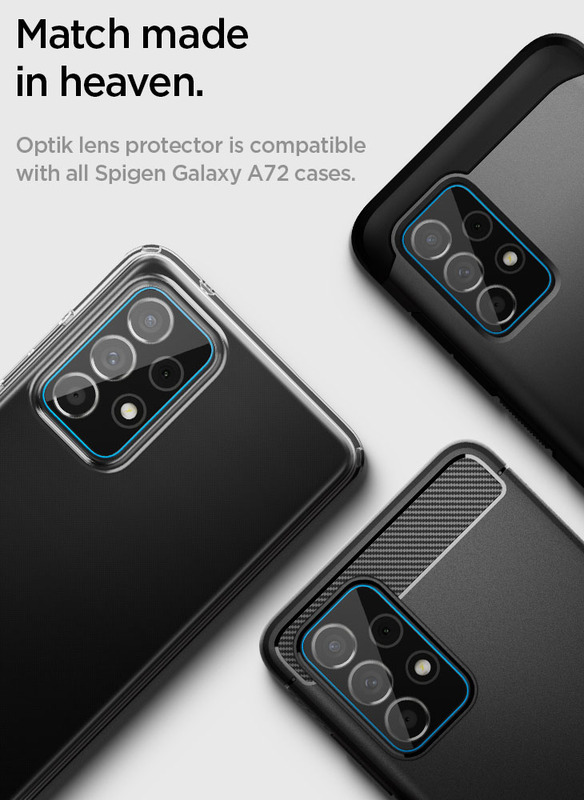 Spigen Samsung Galaxy A72 Tempered Glass Camera Lens Screen Protector GLAStR Optik, 2 Pack, Black
