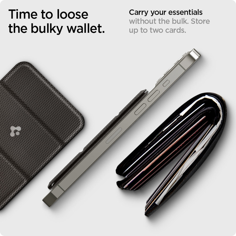 Spigen Apple iPhone 12/12 Mini/12 Pro/12 Pro Max Case Cover MagSafe Smart Fold Magnetic Wallet Card Holder, Gunmetal