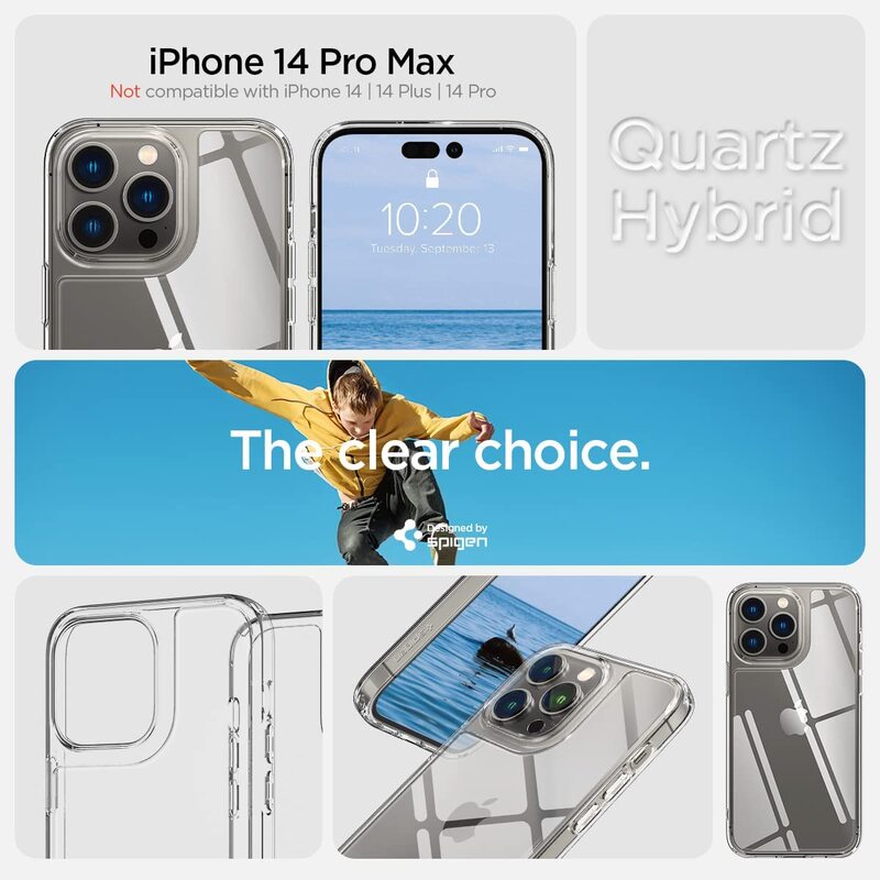 Spigen Quartz Hybrid for iPhone 14 Pro Max Case Cover - Crystal Clear