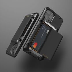 VRS Design Damda Glide PRO iPhone 12 Pro MAX case cover wallet (Semi Automatic) slider Credit card holder Slot (3-4 cards) - Black