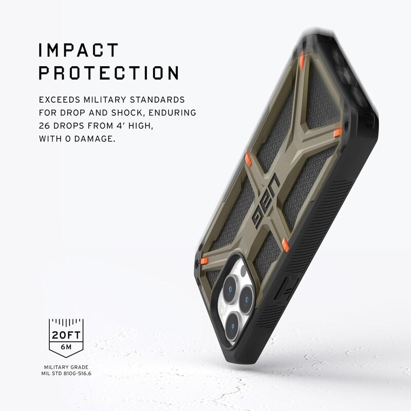 Urban Armor Gear UAG Monarch Kevlar for iPhone 15 Pro Max case cover (20 Feet Drop Tested) - Kevlar Elemental Green