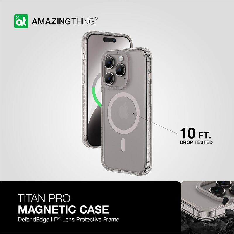 Amazing Thing Titan Pro MAG for iPhone 15 PRO Case Cover with Magsafe (10 Feet Drop Proof) - Grey