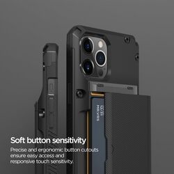 VRS Design Damda Glide PRO iPhone 12 Pro MAX case cover wallet (Semi Automatic) slider Credit card holder Slot (3-4 cards) - Black Groove