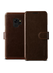 Vrs Design Samsung Galaxy S9 Layered Dandy Wallet Mobile Phone Flip Case Cover, Dark Brown