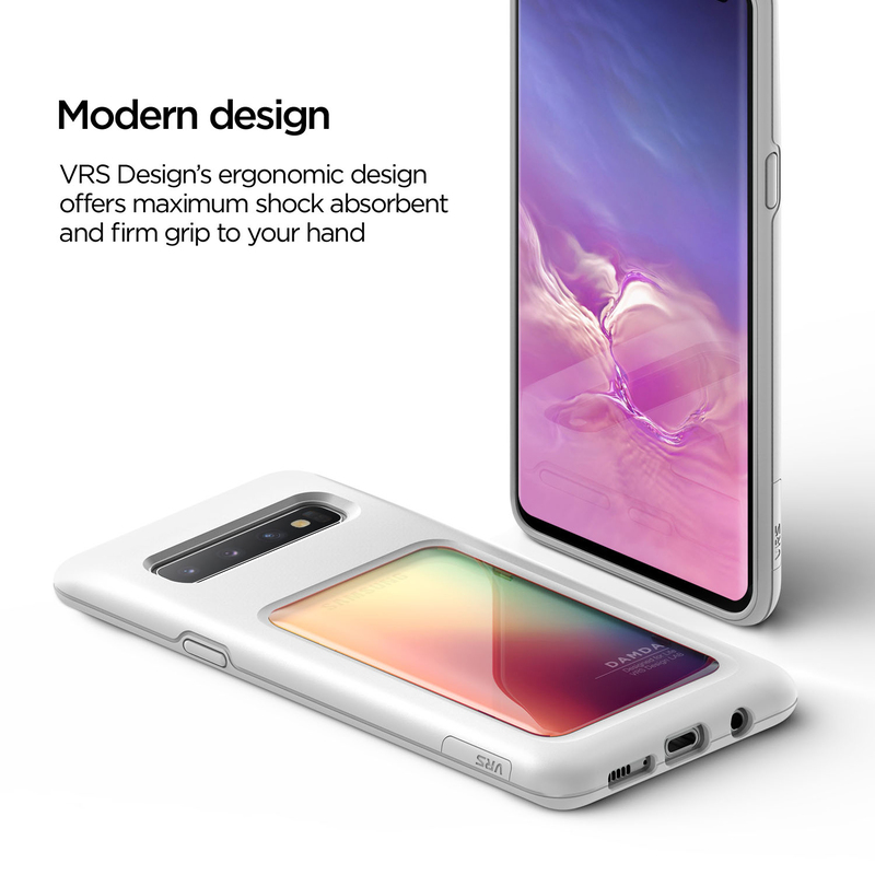 VRS Design Samsung Galaxy S10 Plus Damda High Pro Shield Mobile Phone Back Case Cover, Orange Purple
