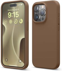 Elago Liquid Silicone for iPhone 15 Pro MAX Case Cover Full Body Protection, Shockproof, Slim, Anti-Scratch Soft Microfiber Lining - Brown