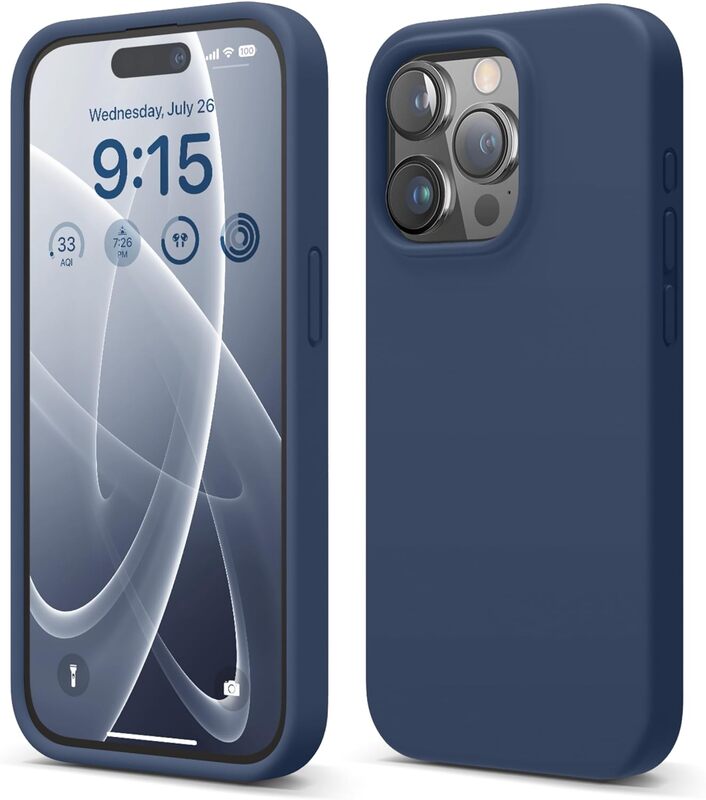 Elago Liquid Silicone for iPhone 15 PRO Case Cover Full Body Protection, Shockproof, Slim, Anti-Scratch Soft Microfiber Lining - Jean Indigo