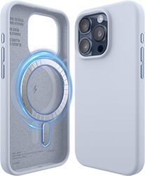 Elago Magnetic Liquid Silicone for iPhone 15 PRO Case Cover Compatible with MagSafe Shockproof - Light Blue