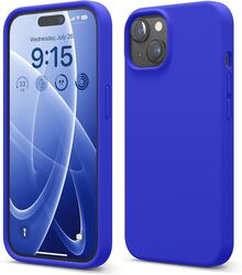 Elago Liquid Silicone for iPhone 15 Case Cover Full Body Protection, Shockproof, Slim, Anti-Scratch Soft Microfiber Lining - Cobalt Blue