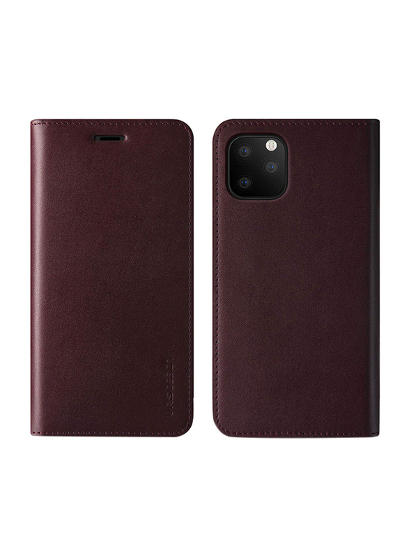 Vrs Design Apple iPhone 11 Pro Genuine Leather Diary Wallet Mobile Phone Case Cover, Wine