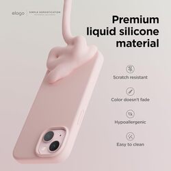 Elago Liquid Silicone for iPhone 15 Case Cover Full Body Protection, Shockproof, Slim, Anti-Scratch Soft Microfiber Lining - Lovely Pink