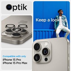 Spigen Glastr Ez Fit Optik PRO Camera Lens Screen Protector iPhone 15 Pro MAX and iPhone 15 PRO - Natural Titanium (2 Pack)
