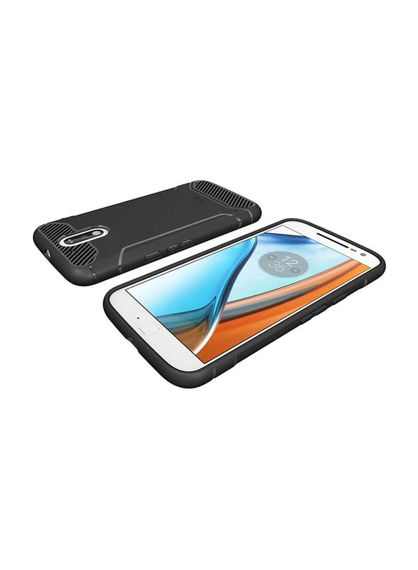 Tudia Motorola Moto G4/G4 Plus TAMM Rugged Carbon Fiber Texture Mobile Phone Case Cover, Black